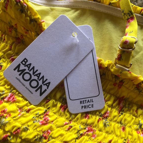 Banana Moon Yellow floral bandeau top SZ 44 - Picture 5 of 8